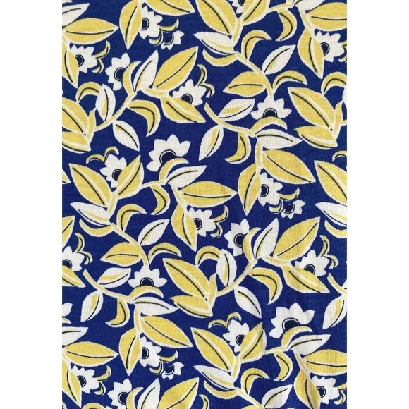 Max Mara Weekend Women's Blue Yellow Floral Printed V Neck Belted Midi Dress